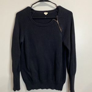 J. Crew Black Sweater with zipper on shoulder